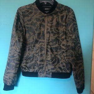 Leather camo bomber jacket